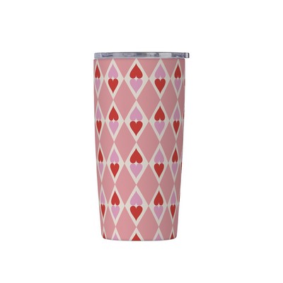 20oz Insulated Tumbler with Pink Diamond and Red Heart