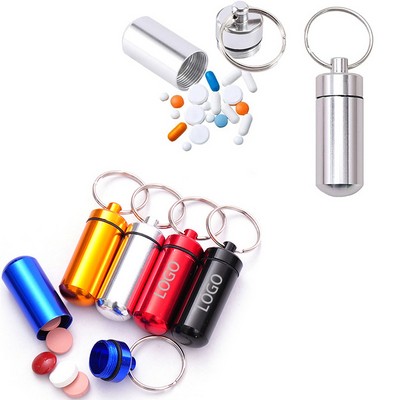 Mini Aluminum Alloy Waterproof Pill Bottle Keychain