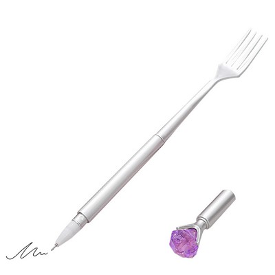 Fork Shaped Pen With Diamond Cap