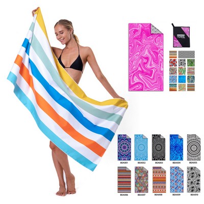 Quick-Dry Sand-Free Microfiber Beach Towel with Travel Bag