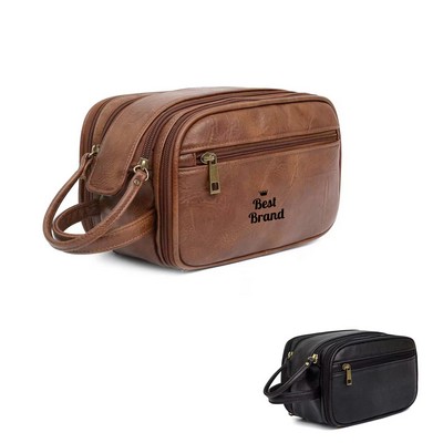 Waterproof Pu Leather Travel Toiletry Bag For Men