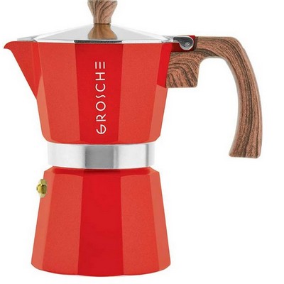 GROSCHE Milano Moka Stovetop Espresso Coffee Maker (Red, 6 cup)