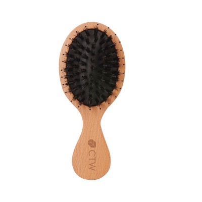 Mini Travel Wooden Boar Bristle Hairbrush