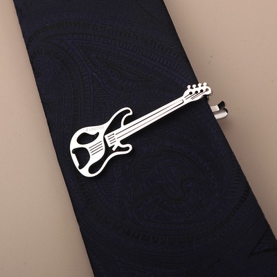 Stainless Steel Fashion Guitar Tie Bar Tie clip for Man