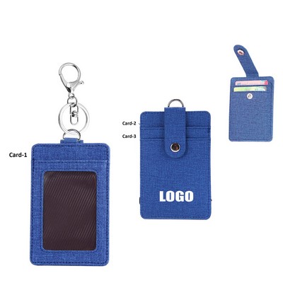 Key Chain PU Leather 3 Pockets Card Holder