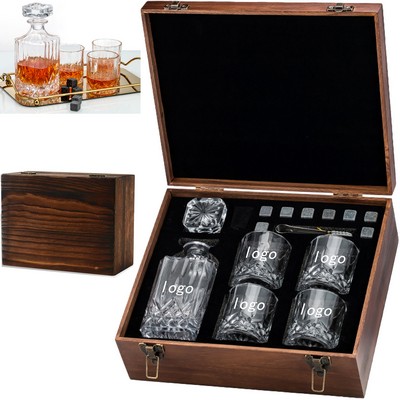 Whiskey Decanter Set-Wood Box