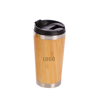 450ml Bamboo Stainless Steel Mug With Double Wall Insulation