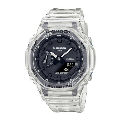 Casio Mens G-Shock Transparent White Analog/Digital Watch Black Dial