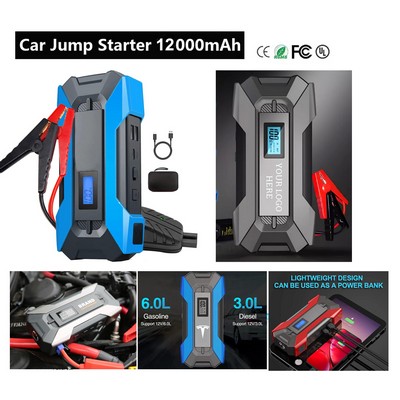 12V Car Jump Starter Emergency Power Bank 12000mah