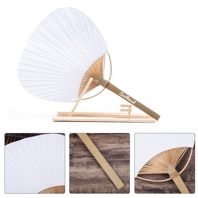 Handled Paper Paddle Fan with Bamboo Handle