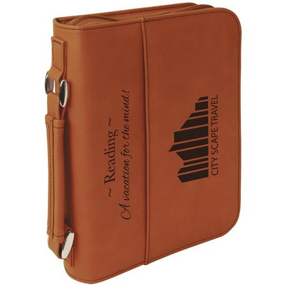 Rawhide Leatherette Book/Bible Cover with Handle & Zipper