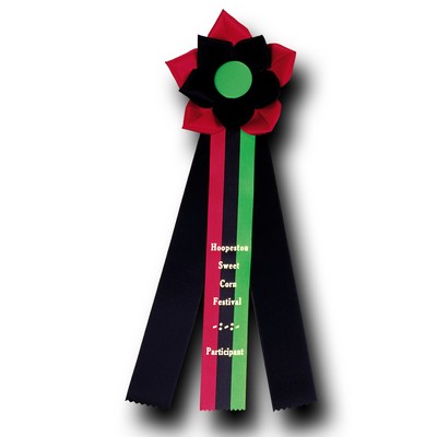 Custom Flower Rosette Ribbon w/ 3 Streamers (6"x18")