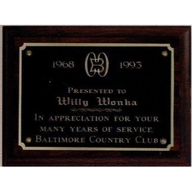 Simulated Walnut Roman Cove Plaque w/ Full Size Engraving Plate (10.5"x13")