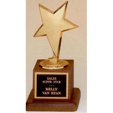 Modern Star Metal Casting Award on Walnut Finished Base (3 1/2"x6 3/4")