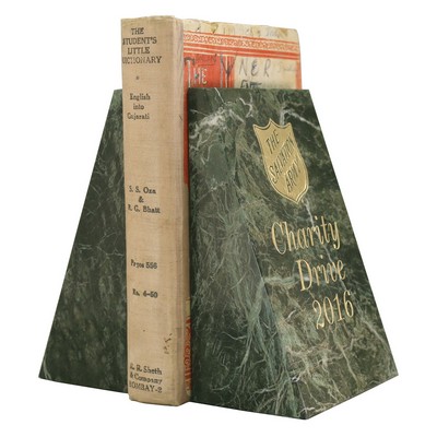 Jade Leaf Green Tapered Marble Book Ends