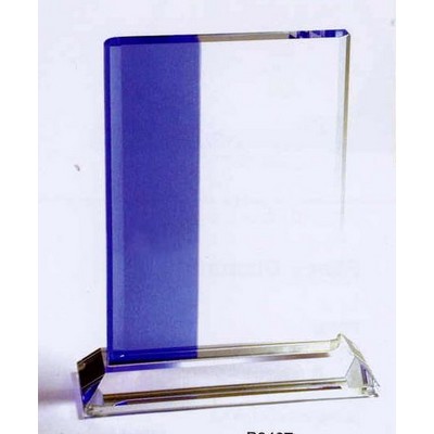 Blue Optic Crystal Two-Tone Vertical Panel Award