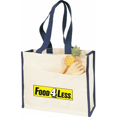 Large Grocery Canvas Tote Bag w/ Front Pocket