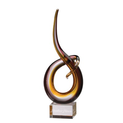 Art Glass Sculpture - Brown/ Yellow Curlicue