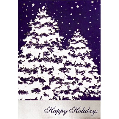 Classic-Snow Covered Trees Holiday Greeting Card