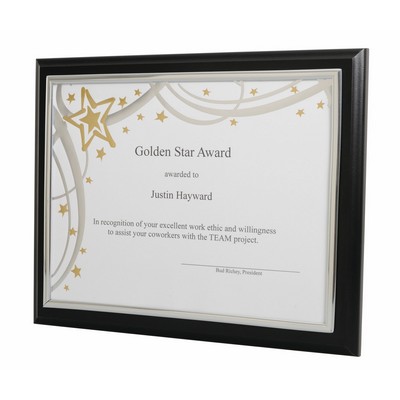 10.5"x13" Matte Black Plaque w/Gold or Silver Channel Frame