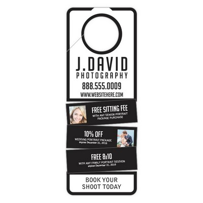 Plastic Door Hanger - 3x8 Laminated with 4 Tear-Off Coupons - 14 pt.