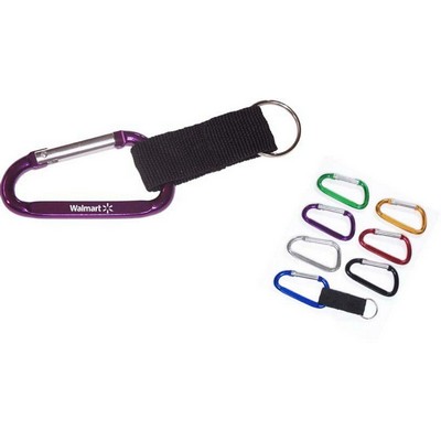 7cm Aluminum Carabiner w/Split Key Ring & Strap (6 Week Production)