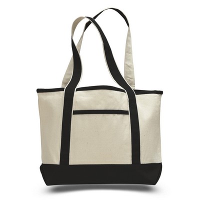 2 Tone Canvas Tote Bag w/ Interior Zipper Pocket - Blank (18.5"x12"x5.5")