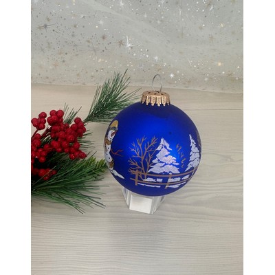 2 5/8" Wrap Print Glass Ornament with Pad Print