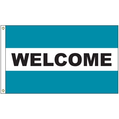 Welcome 3' x 5' Message Flag with Heading and Grommets