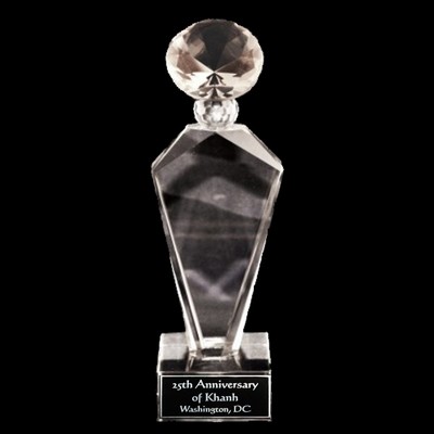 Solid Crystal Engraved Award - 12" extra large - Deco Diamond