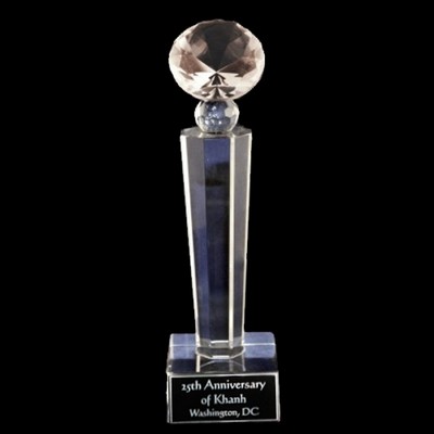 Crystal Engraved Award - 8" medium - Tuscany Diamond