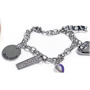 Charm Bracelet W/ Purple Ribbon Charm