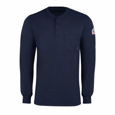 Bulwark™ Men's Long Sleeve Tagless Henley Shirt - Navy Blue