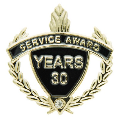 1¼" 30 Years of Service Award Lapel Pin w/Rhinestone