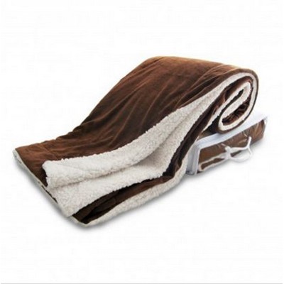 Oversized Micro Mink Sherpa Blanket (Overseas) - Chocolate