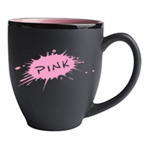 16 Oz. Hilo Bistro Mug (Matte Black/Pink)