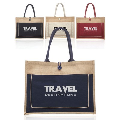 Cotton Pocket Jute Tote Bags (17.75"x13.75")