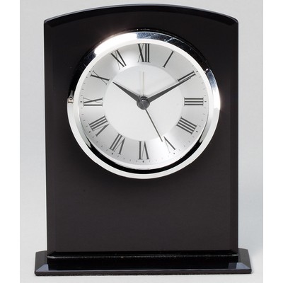 5" x 6 1/4" Black Glass Clock