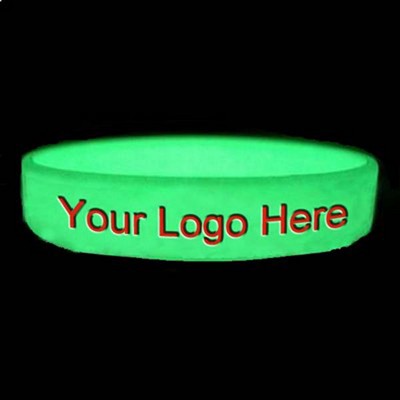 Embossed,color filled and glow in the dark silicone bracelet.