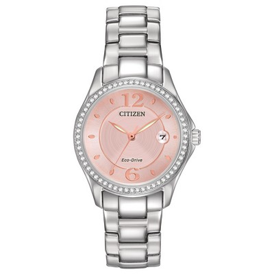 Citizen® Ladies' Eco-Drive Silver-Tone Watch w/Blush Pink Dial