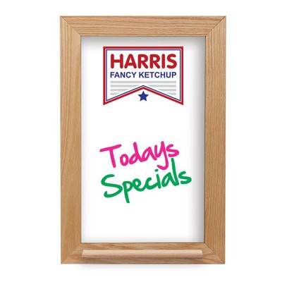 Oak Frame Wall Wet-Erase Board w/Marker Tray - 12x18