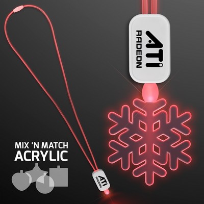 Necklace Red LED Lanyards with Acrylic Snowflake Pendants - Domestic Imprint