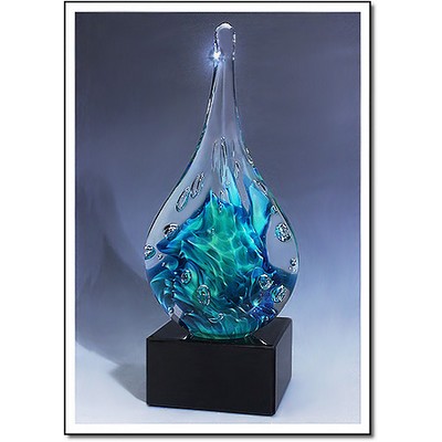 Atlantis Art Glass Sculpture w/ Marble Base (3"x8")