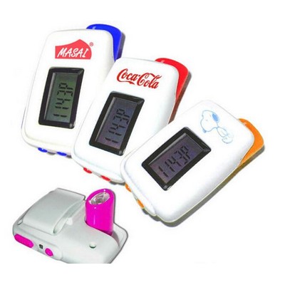 Portable Pedometer w/LED Flashlight