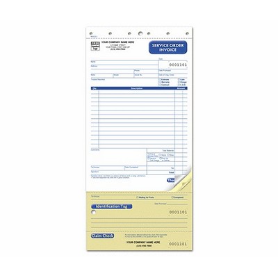 Compact Service Order Form w/ Claim Check (2 Part)