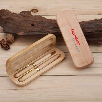 Luxury Wooden Pen Set - 2 Pens In Case