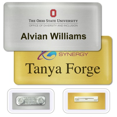 DigiLine Metal Name Badges, magnet fastener, 1.5" x 3"