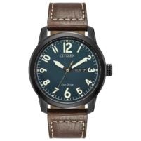 Citizen® Men's Eco Watch w/Brown Strap & Dark Blue Dial