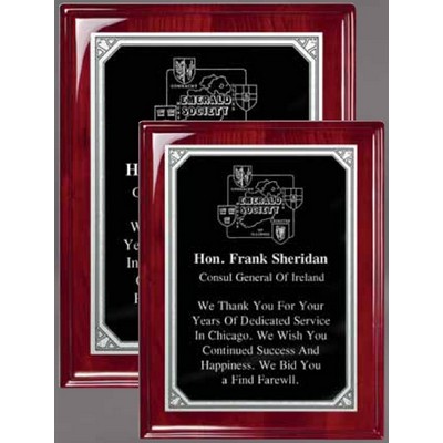 9" x 12" Rosewood Plaque w/Silver & Black Plate