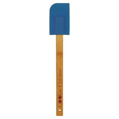 11.75" Blue Silicone Spatula with Bamboo Handle